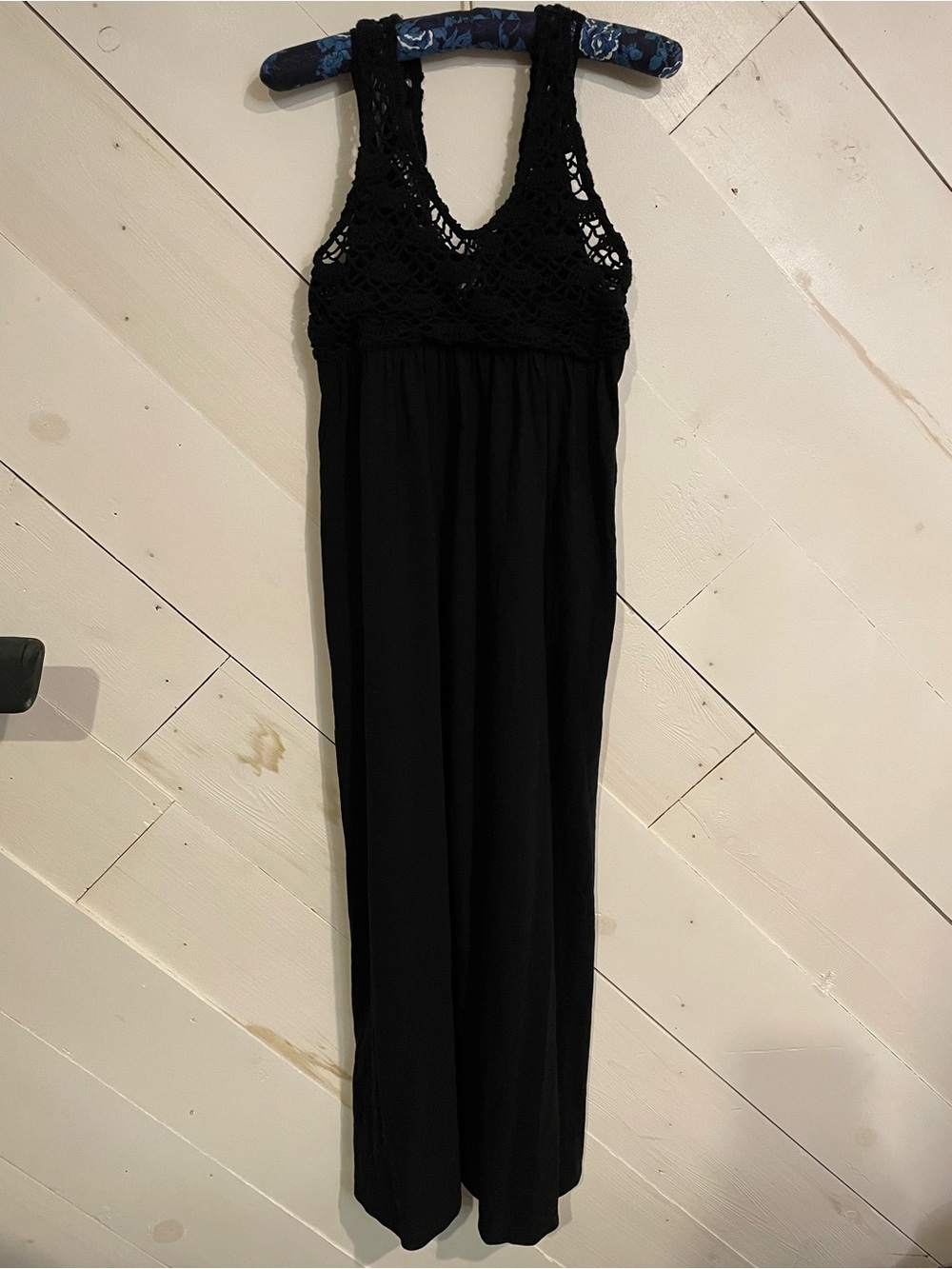 Aerie Black Crochet Bodice Maxi Dress